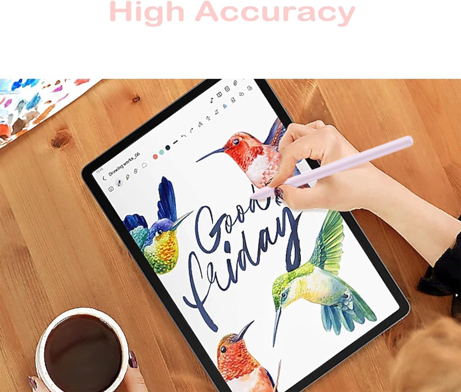 Galaxy Tab S9 FE S Pen compatible con Samsung Galaxy Tab S9 FE Stylus Pen de repuesto + 5 puntas gratis para Samsung Galaxy Tab S9 FE Plus S Pen, lavanda