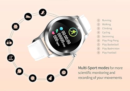 Miniatura 4 de Smart Touch KW10 - Reloj inteligente para mujer, resistente al agua IP68, Bluetooth, monitor de sueño y frecuencia cardíaca, podómetro, recordatorio
