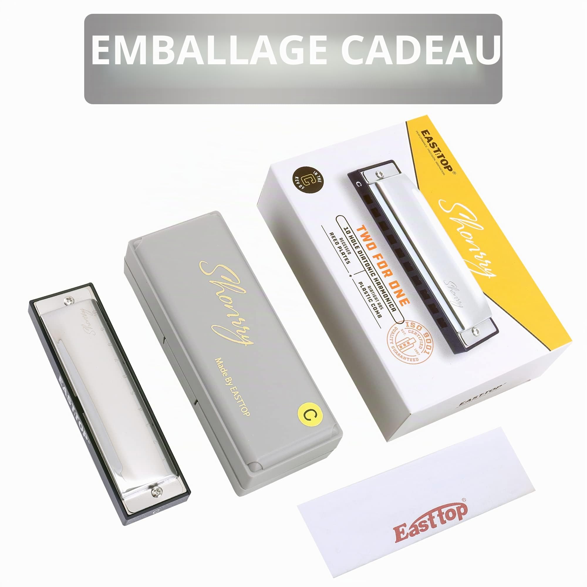 East Top Harmonica blues, 10 Holes Instrument de musique professionnel blues harmonica Diatonique C (T009-1)