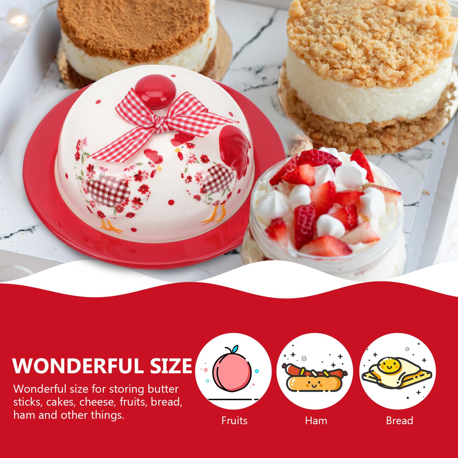 Angoily Assiette à Beurre en Céramique Rouge à Motif Floral en Relief Plat à Goûter Chic pour Beurre et Fromage Vaisselle Pratique pour Goûter et Réunion Familiale