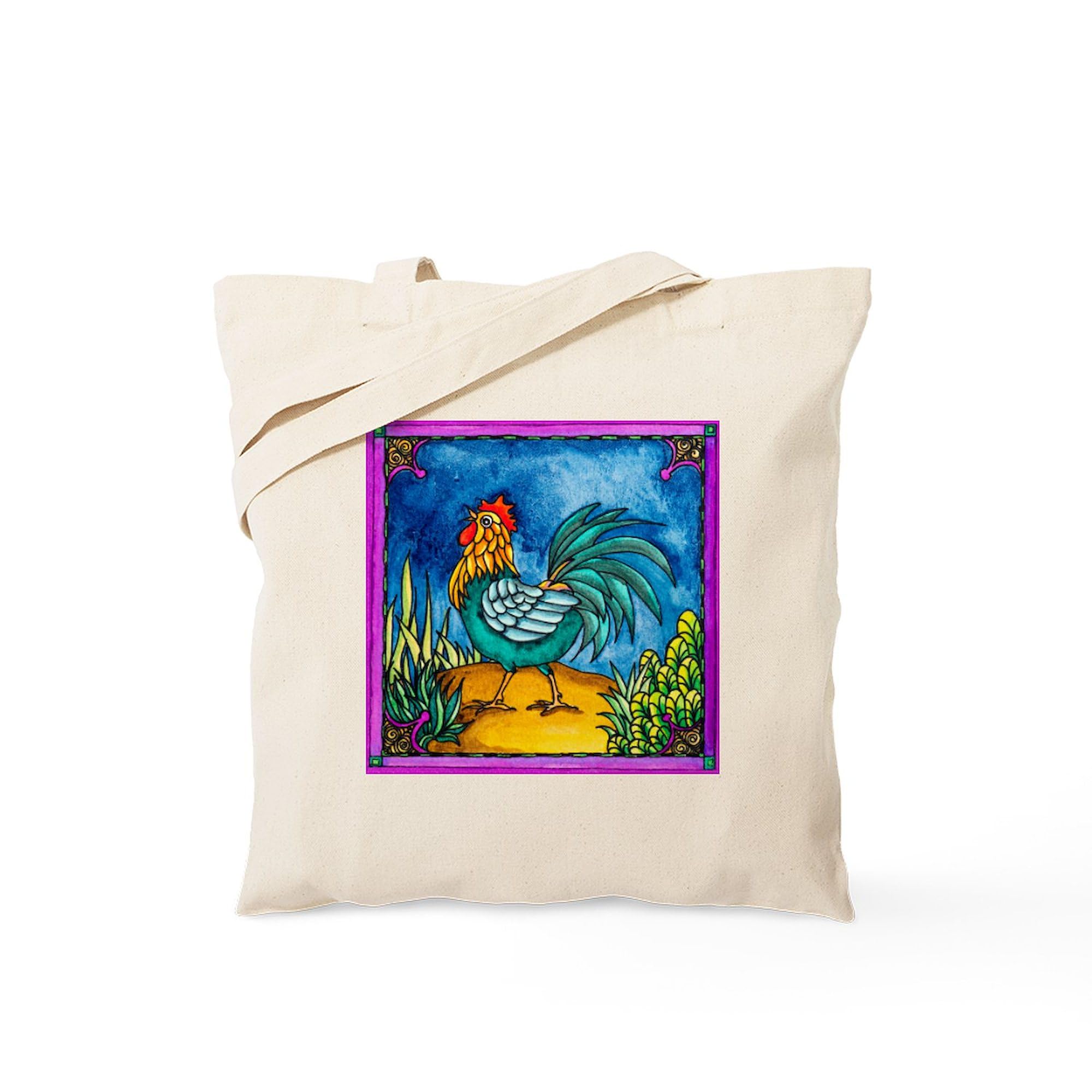 CafePress Rooster 2 Tote Bag Reusable Natural Beige Canvas Shopping Bag
