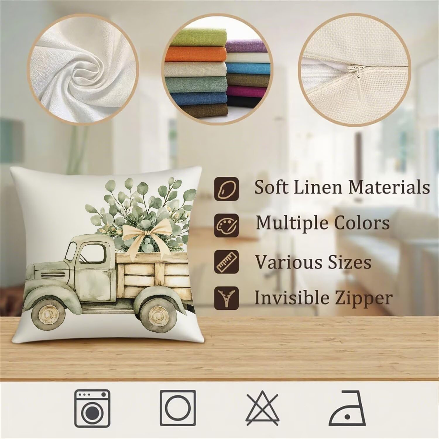 Federa per cuscino da esterno, impermeabile, beige, 90 x 90 cm, in lino, decorativa, quadrata, con stampa su entrambi i lati, cuscino da giardino per soggiorno, decorazione per la casa, regalo da