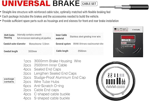 Miniatura 2 de Juego de cables de freno de bicicleta universal CNC, juego de cables de freno de bicicleta con cortador de alambre de acero inoxidable, cable de