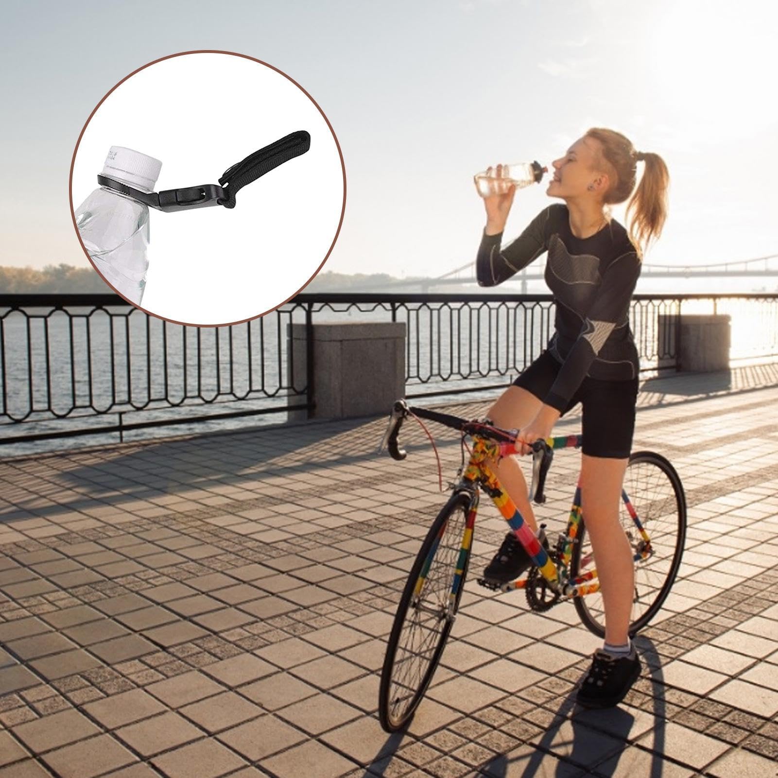 Generico Gancio Bottiglia - Fibbia Appesa | Supporto Portatile Borraccia | Anello Porta Bevande per Zaino, Cintura, Sacca da Golf, Moto, Silicone Resistente, Trekking E Campeggio, Moschettone Incluso