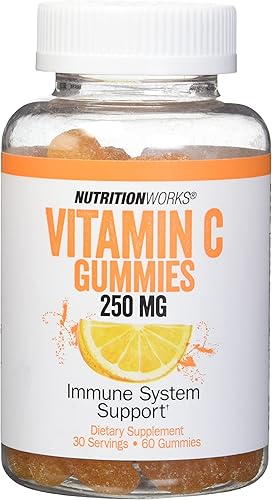 NutritionWorks - Gomitas de vitamina C de 250 mg, apoya la salud inmunológica, repletas de potentes antioxidantes, 60 gomitas