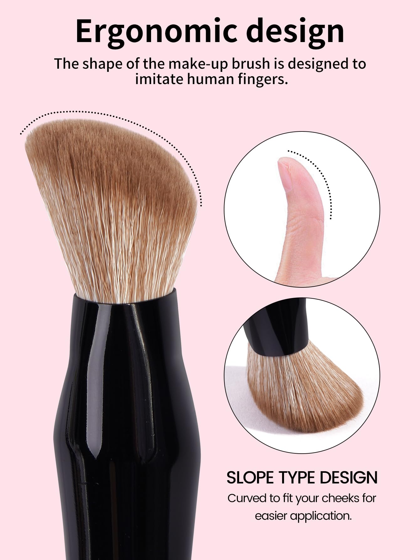 MAANGE Pennello per make-up per fondotinta, 4 pezzi Premium Foundation & Correttore Brush (piatto/obliquo/arrotondato obliquo/appuntito) per fondotinta liquida, crema, polvere e contouring