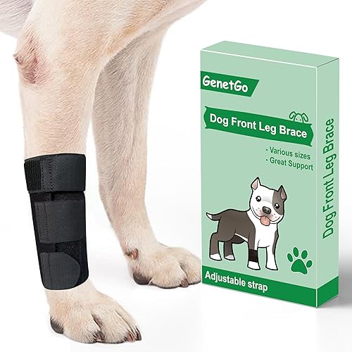 GenetGo Funda de compresión para patas delanteras de perro canino, protege las heridas para dejar de lamer y evita lesiones, esguinces ayuda con la
