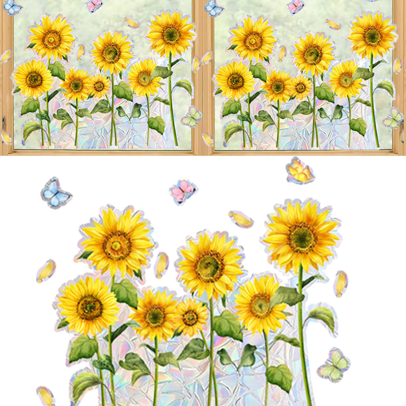 6er Set Fensteraufkleber Sonnenblumen & Blumen – Selbsthaftend, 23x30 Cm, Vogelschutz & Deko