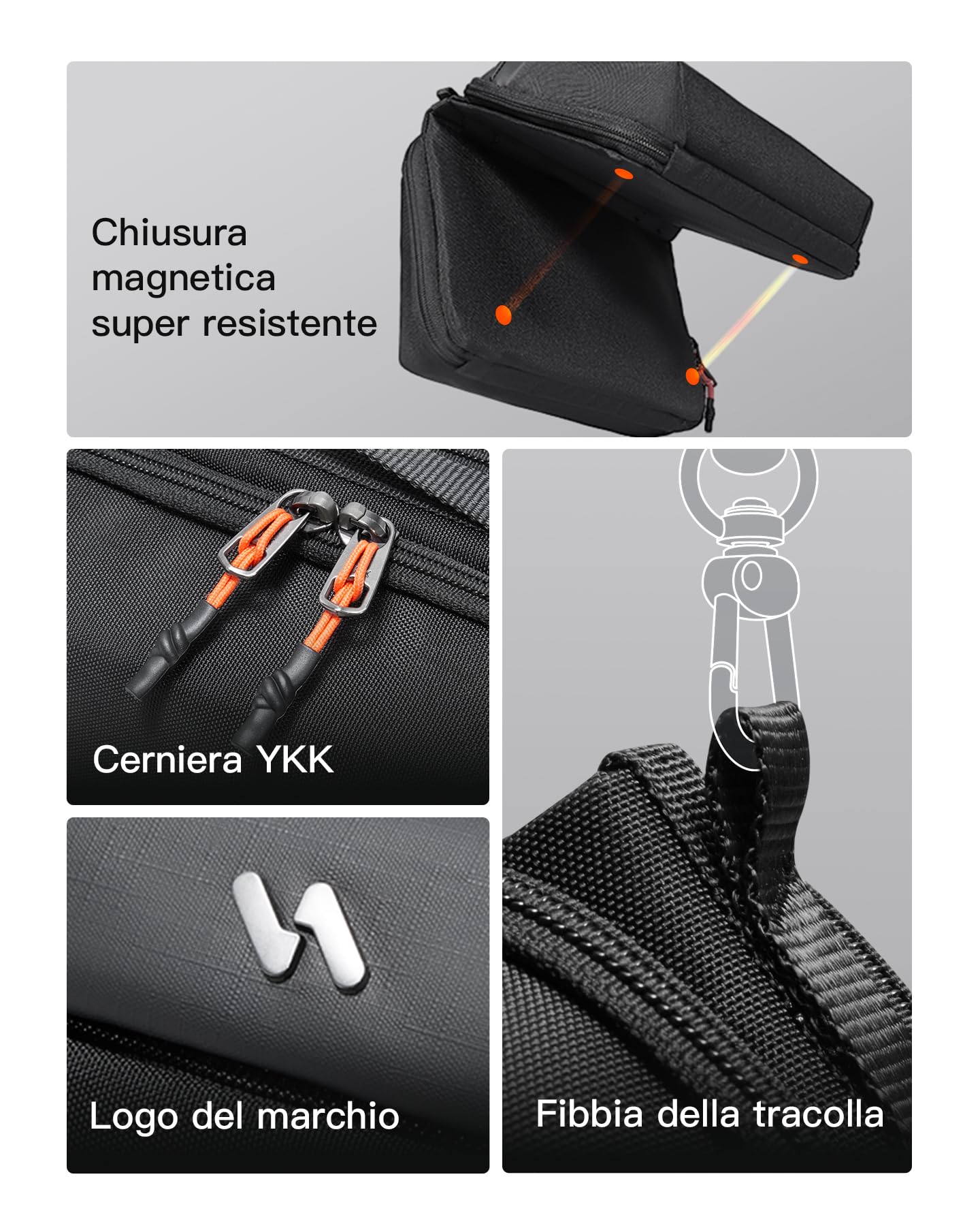 Inateck Organizzatore Elettronico Multifunzionale, Borsa Accessori per Cavi, Caricatori, Cuffie, Ideale per Viaggi, Pendolarismo e altro,Nero
