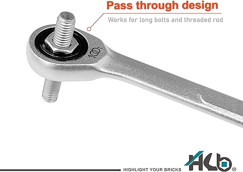 Miniatura 7 de HB Llave combinada de trinquete de 100 dientes de 0.512in, panel elevado, cabeza en ángulo de 15 grados para espacios reducidos, fabricada en Taiwán