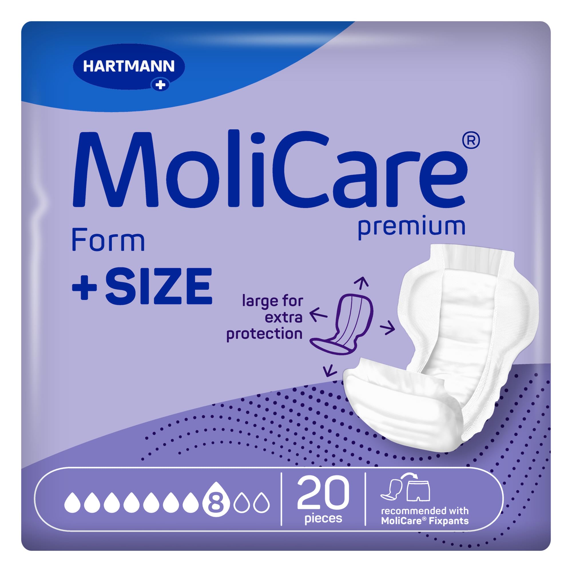 MoliCare Premium Form +Size 8 Drops Large Incontinence Pads, 20 Pack