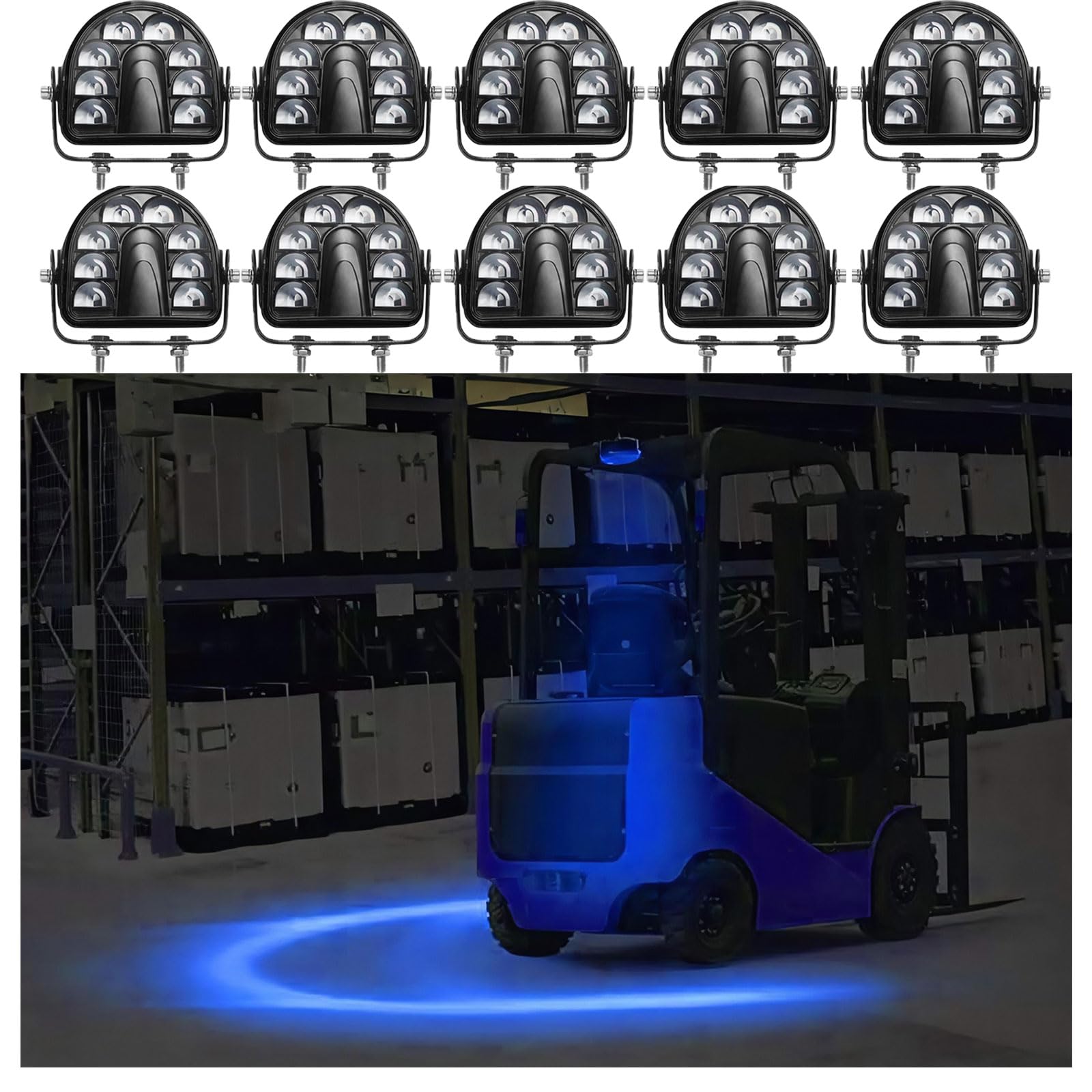 ONERAY Forklift Lights, Blue Arc LED Safety Warning Halo Light, 10Pack, 40W