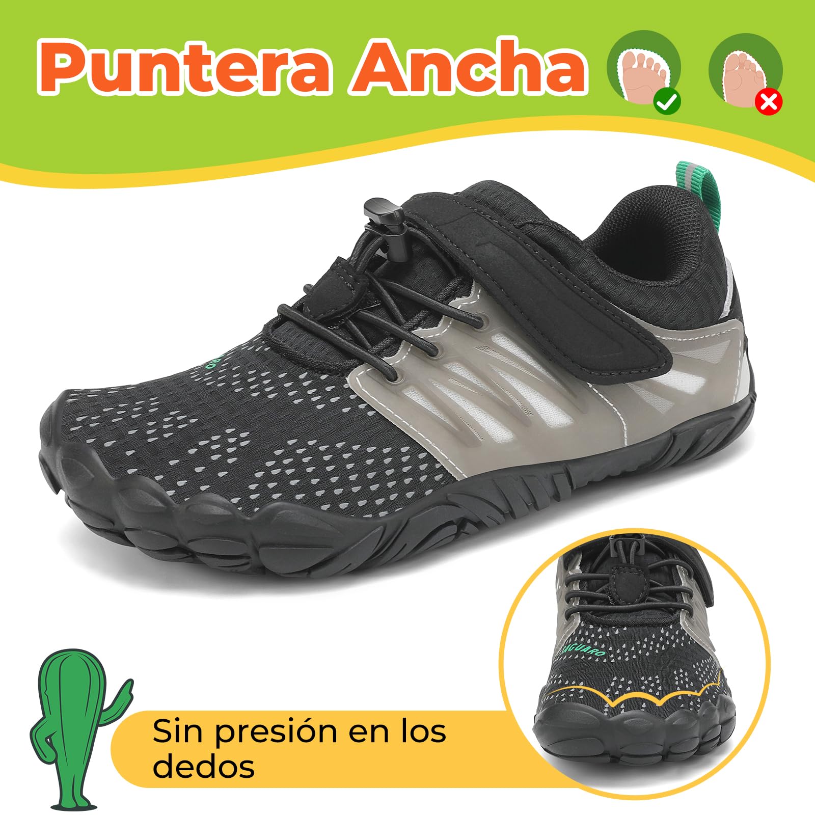 Zapatillas SAGUARO Barefoot diseñadas para el movimiento natural de los pies infantiles.