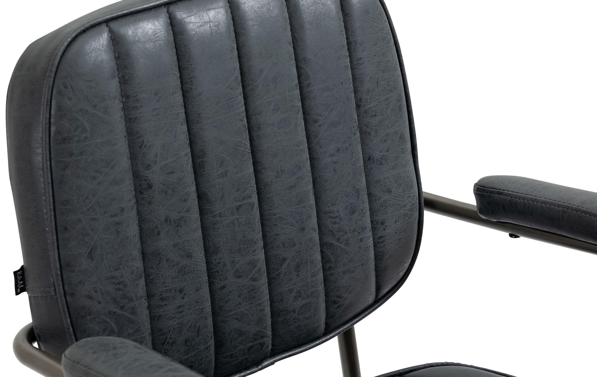 CLP Silla De Trabajo Natrona En Piel Sintética I Silla De Oficina con Look Industrial Acolchada & con Ruedas, Color:Antiguo Negro