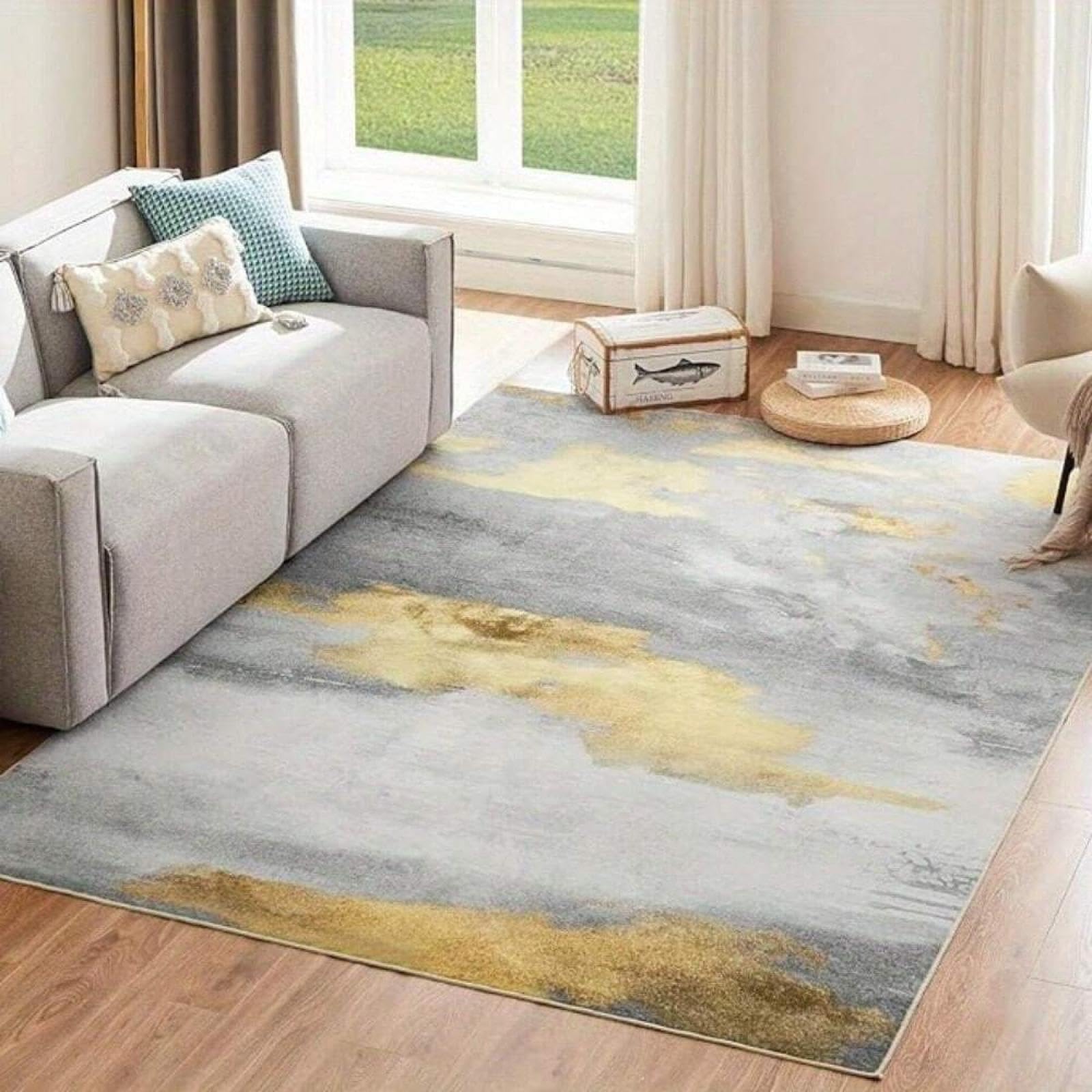 Tapis de salon moderne 120x120 cm en poils courts pour chambre rétro confortable