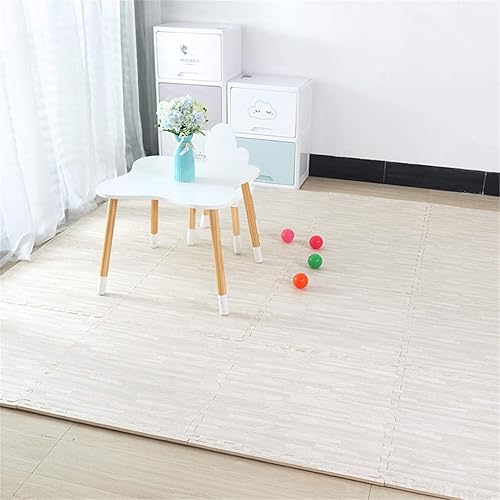 KXMYT Alfombra de juego de suelo EVA para niños, azulejos de espuma entrelazados de grano de madera, tapetes retro de rompecabezas de gimnasio con