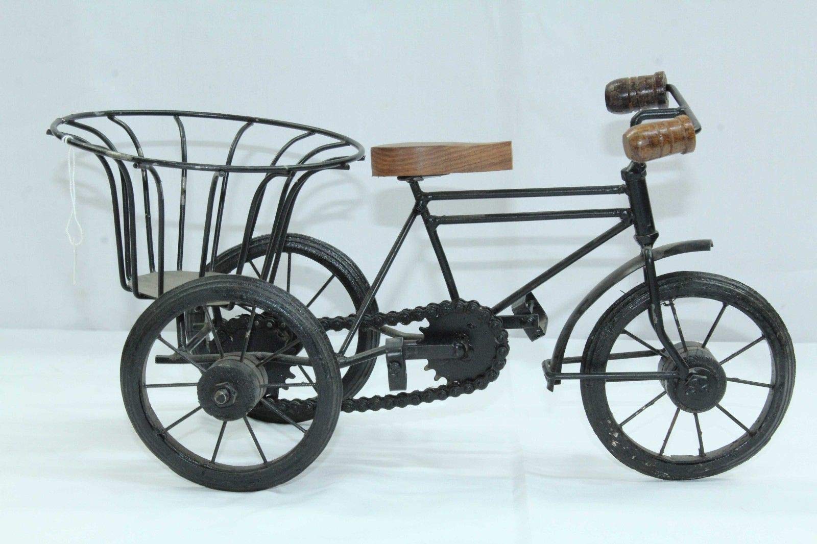 Rajasthan Gems Home Decorative Item Steel Cycle Bicycle with Basket Painted Black Gift Item