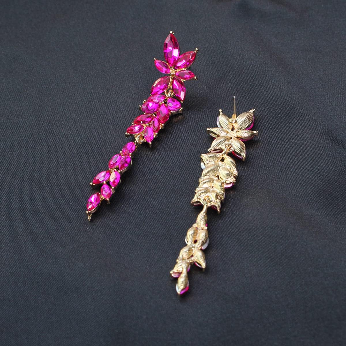 Fashion Rhinestone Statement Drop Dangle Earrings Dangling Sparkly Crystal Marquise Bridal Bridesmaid Wedding Earrings Long Chandelier Teardrop Earrings for Women Prom Party - Image 5