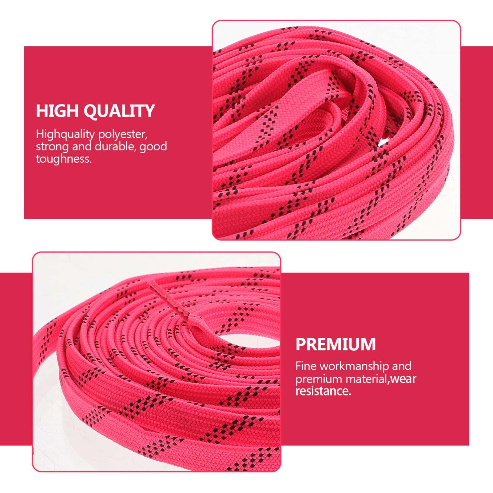 DEARMAMY 1 Pair Ice Skate Shoe Laces Polyester Shoelaces for Rollerskates 96 Inches Thin Waxed Laces for Roller Skates Pink Skating Accessories