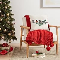 Vista 3 de RABUSOFA Fundas de almohada de Navidad de 20 x 20 pulgadas, decoración de invierno de pájaros, fundas de almohada de Navidad, decoración de pájaros