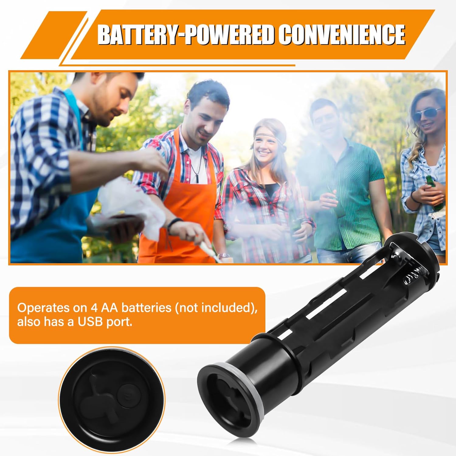 Cordless Portable Electric BBQ Rotisserie Grill Kit, Universal Automatic Motor Roaster Stand with Adjustable Length Stainless Steel Spit Rod, Automatic Rotating Barbecue Grill for Outdoor Camping