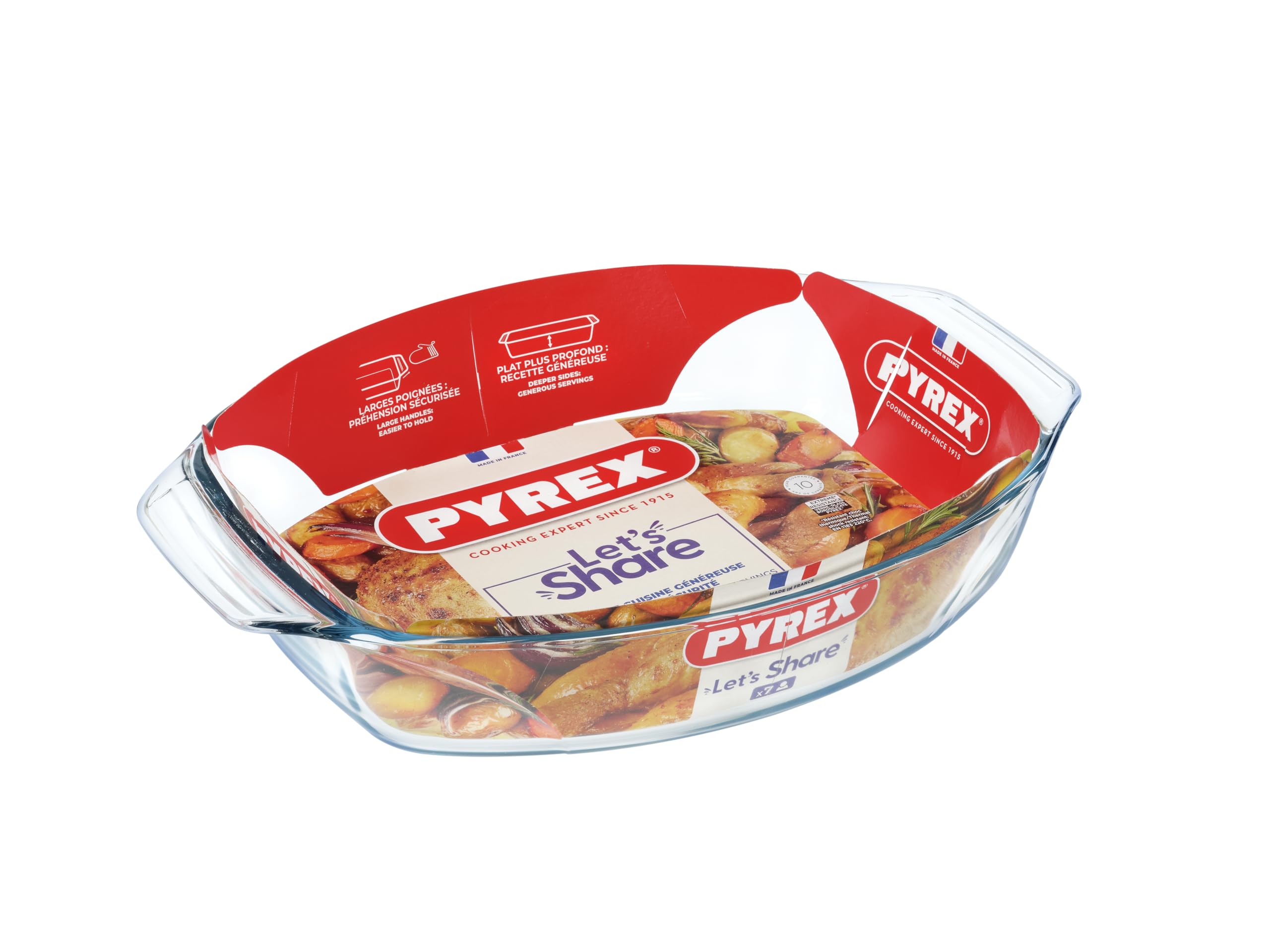 Asador ovalado Pyrex Irresistable de vidrio duradero de alta resistencia térmica