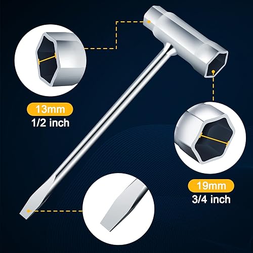 Miniatura 2 de Paquete de 3 llaves de motosierra de 0.512 x 0.748 in 12x34, herramienta de motosierra de repuesto, destornillador combinado y llave en T,