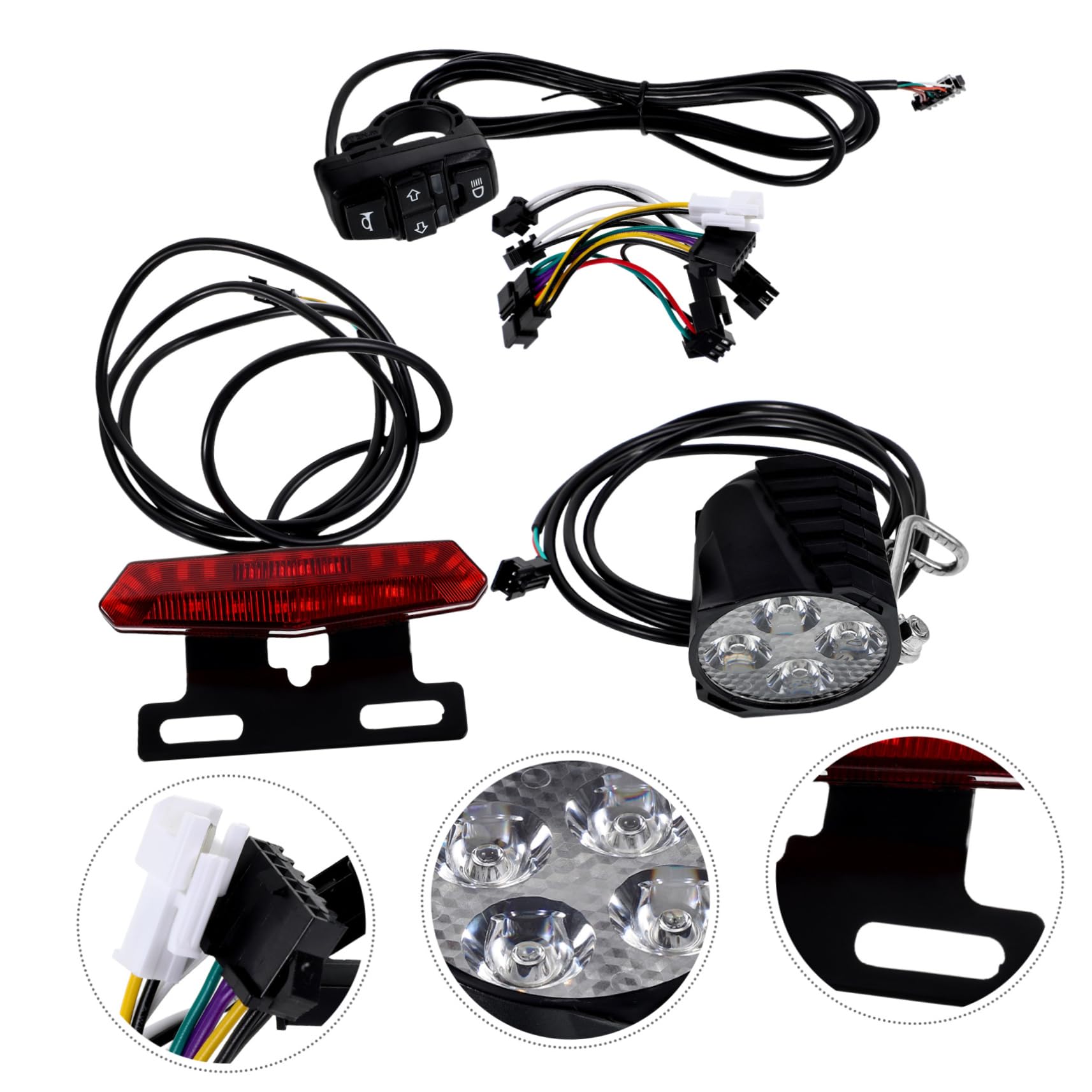 Alipis Kit de Feux Arrière LED pour Vélo Électrique avec Clignotants Bouton de Klaxon Lumières et Arrière Accessoires de Sécurité pour Trottinette Électrique et Vélos