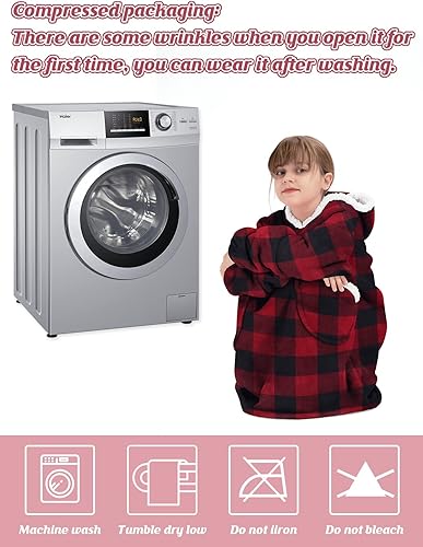 Miniatura 6 de Century Star Manta con capucha para mujeres y hombres, sherpa, de gran tamaño, gruesa, acogedora, suave, cálida, para adultos, sudadera con capucha