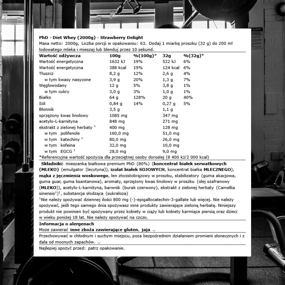 PhD Diet Whey (2000g) Délice de fraises - Protéines - Mélange de protéines