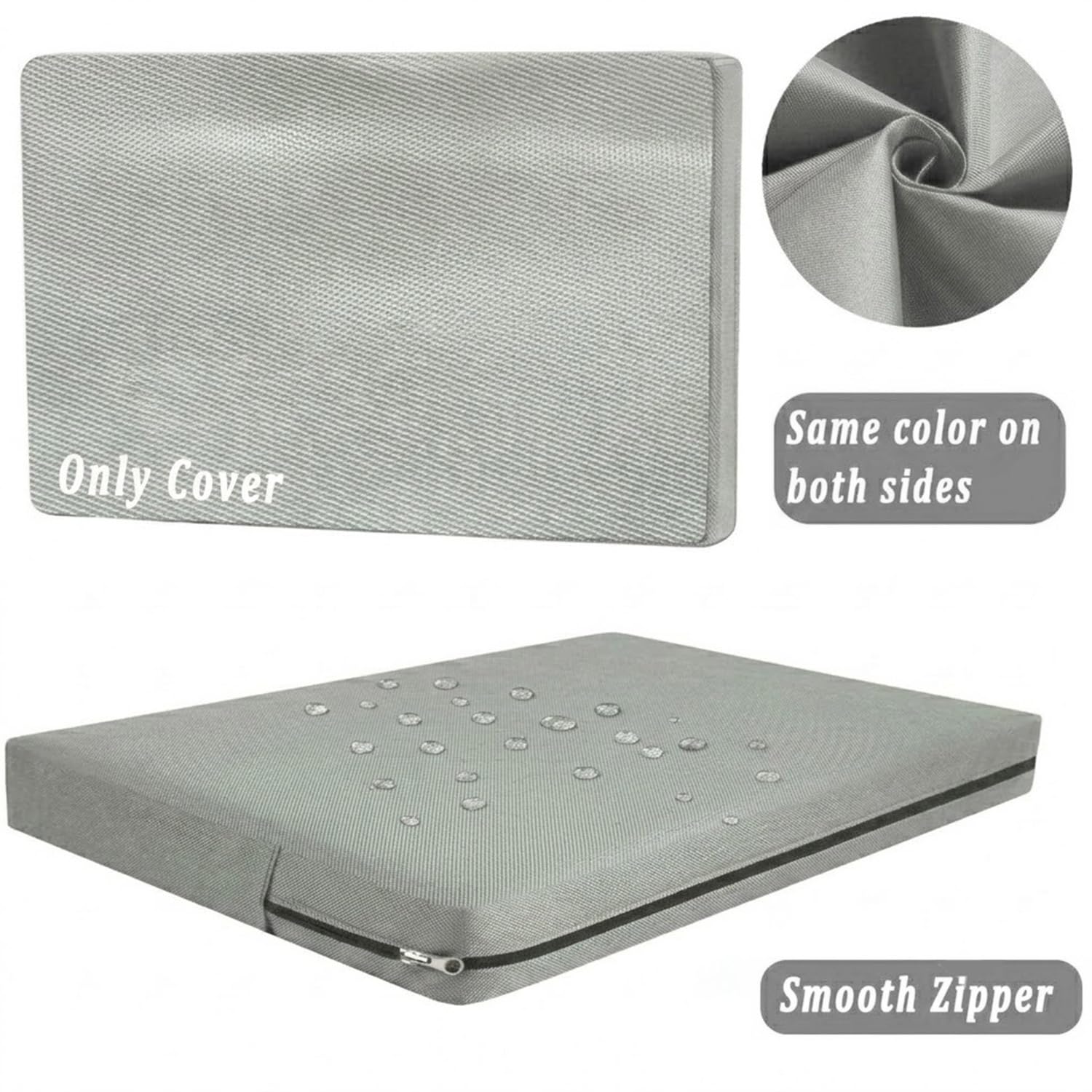 Housse de Coussin pour Palette de Rechange 120×60 120×80 120×40, Revêtement Extérieur Imperméable pour Canapé de Jardin, Assise et Dossier Incliné avec Zip Invisible, DIY(Gris,Seat 70x120cm)