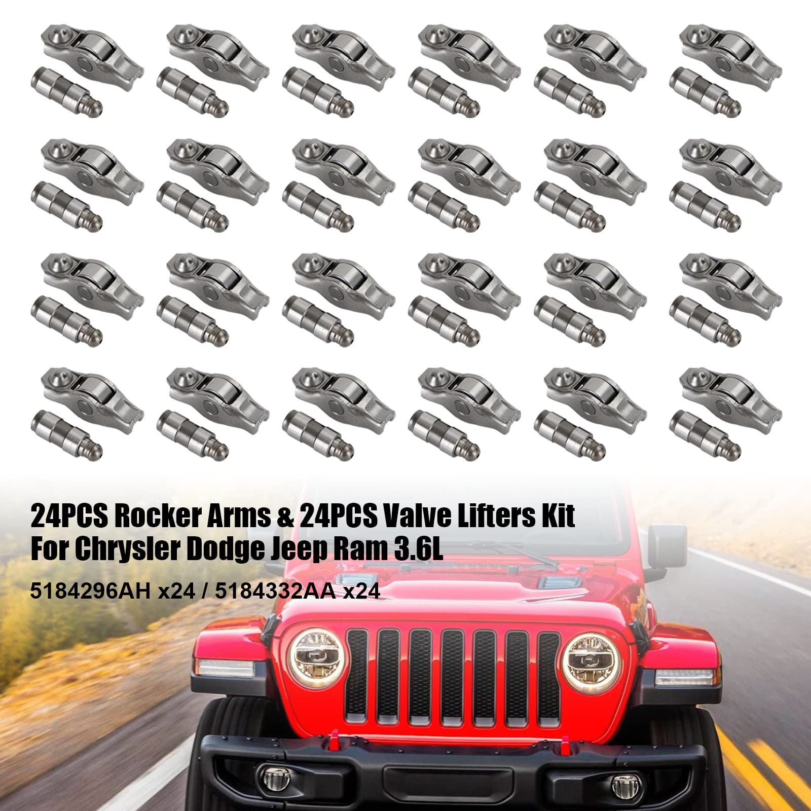 24PCS Rocker Arms & 24PCS Valve Lifters Kit für Chrysler für Dodge für Jeep Ram 3.6L