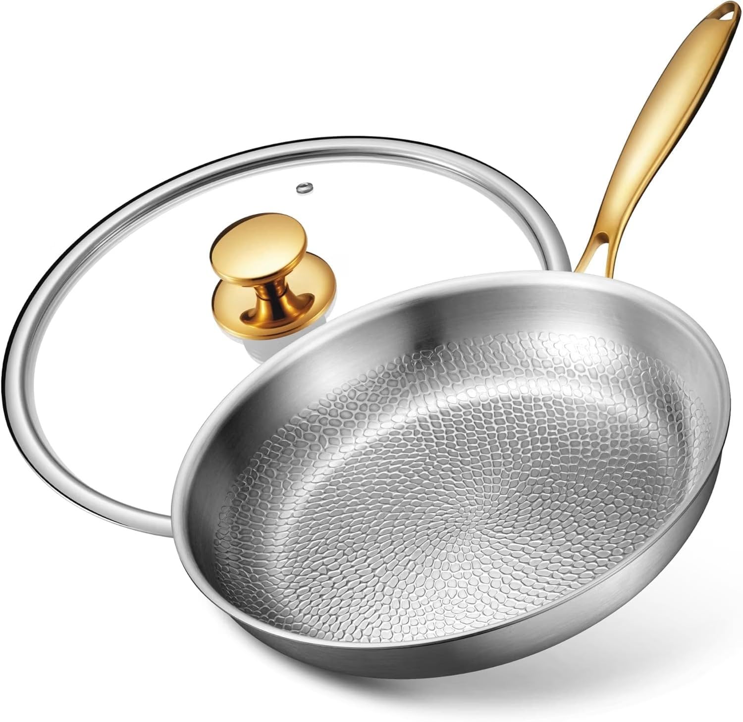 Titanium Frying Pans, Ø12in with Lid, Titanium Pans for Cooking