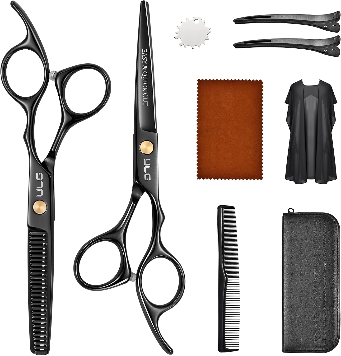 ULG Hair Cutting Scissors Set, 8 PCS Professional Stainless Steel
