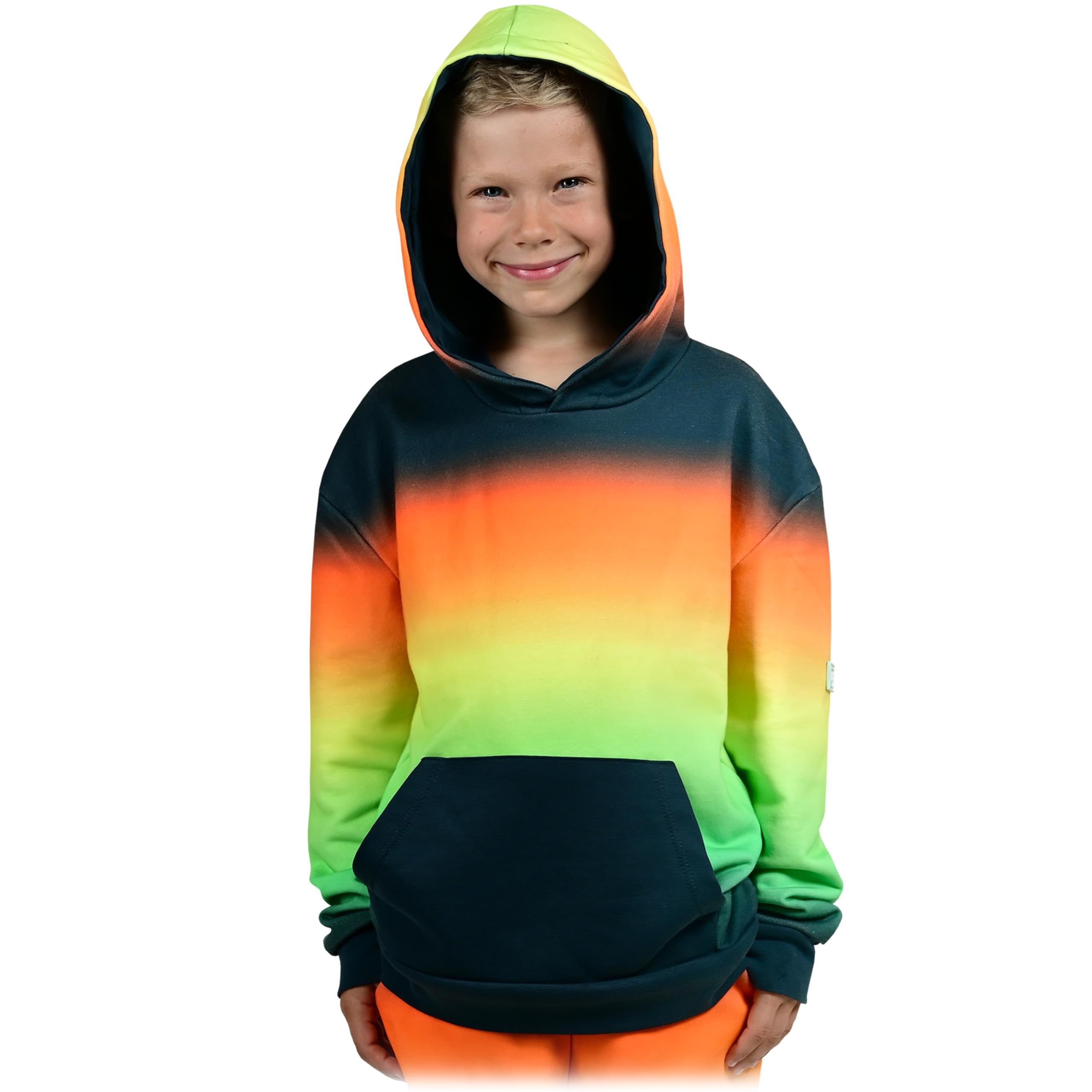 Fusion AI - Felpa e pantaloni da jogging per bambini e ragazzi, 100% cotone biologico, prodotto in Europa, design unico AI