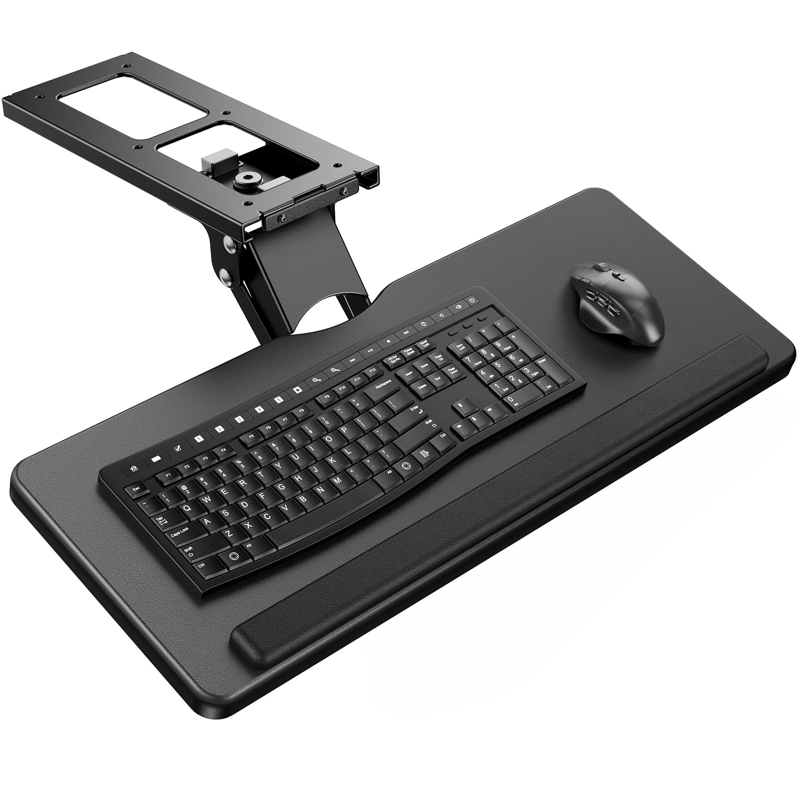 ErGear Keyboard Tray Under Desk, Height Adjustable Mouse & Keyboard Tray with Swivel & Tilt, Ergonomic Sliding KeyboardTray Slide Out for Typing, Black, 25"W x 9.8"D