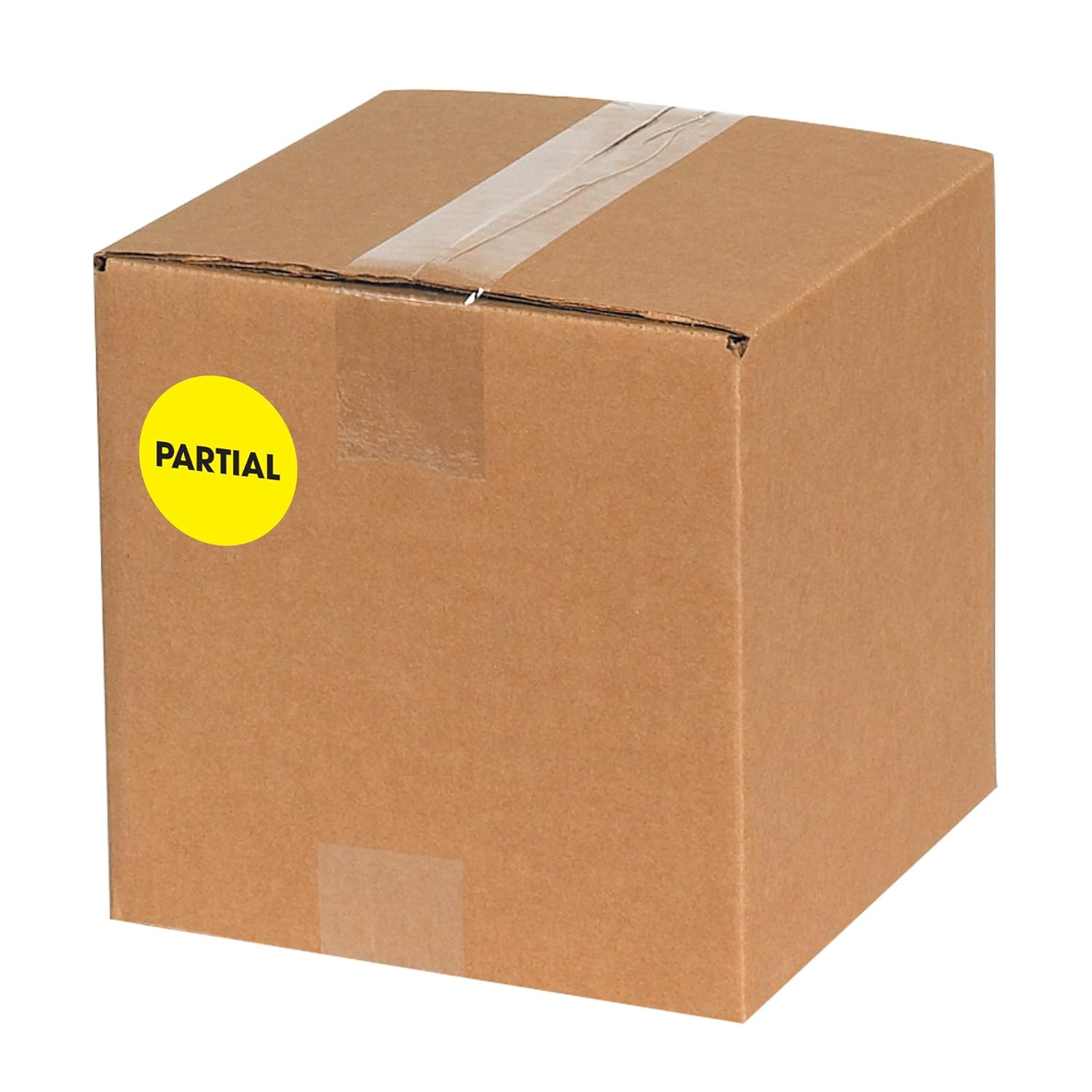 Tape Logic 2' Circle Label, 'Partial', Fluorescent Yellow, Roll of 500 Stickers, for Inventory Control and Warehouse Organization