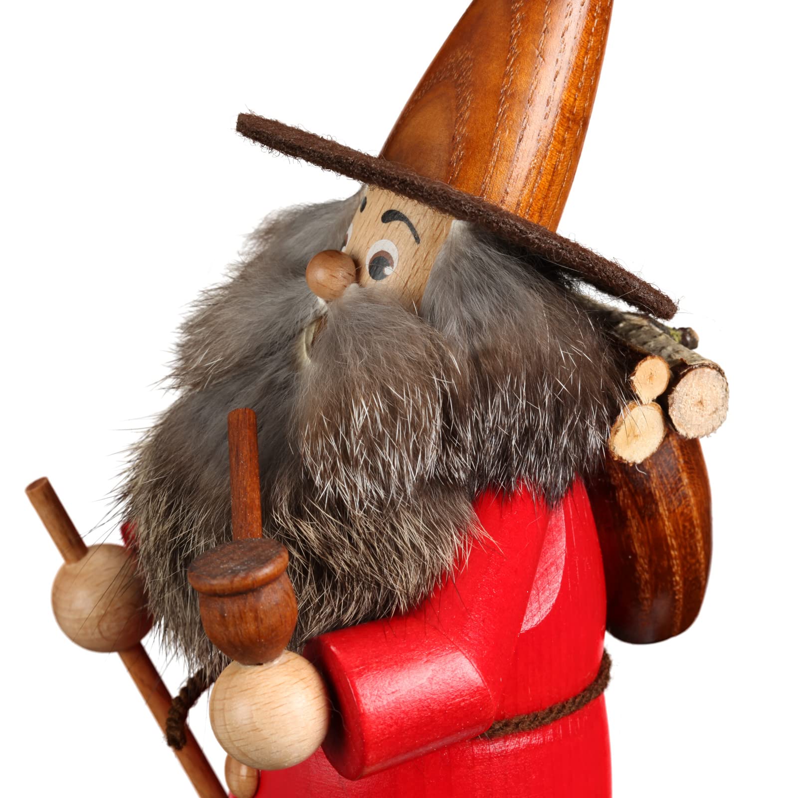 DWU Original Erzgebirgischer Räuchermann® Wichtel Holzsammler rot 949