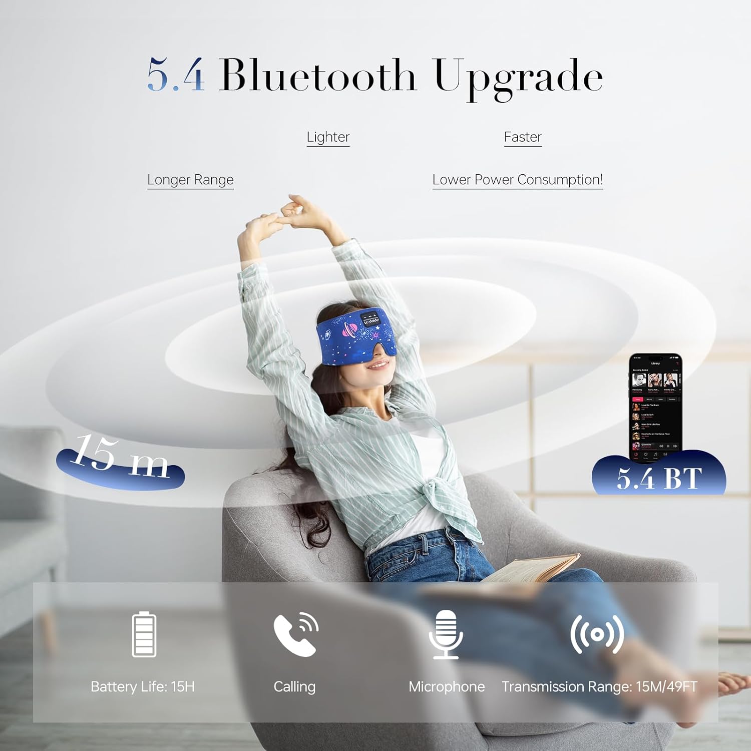LC-dolida Sleep Mask with Bluetooth Headphones and Silk Sleep Mask