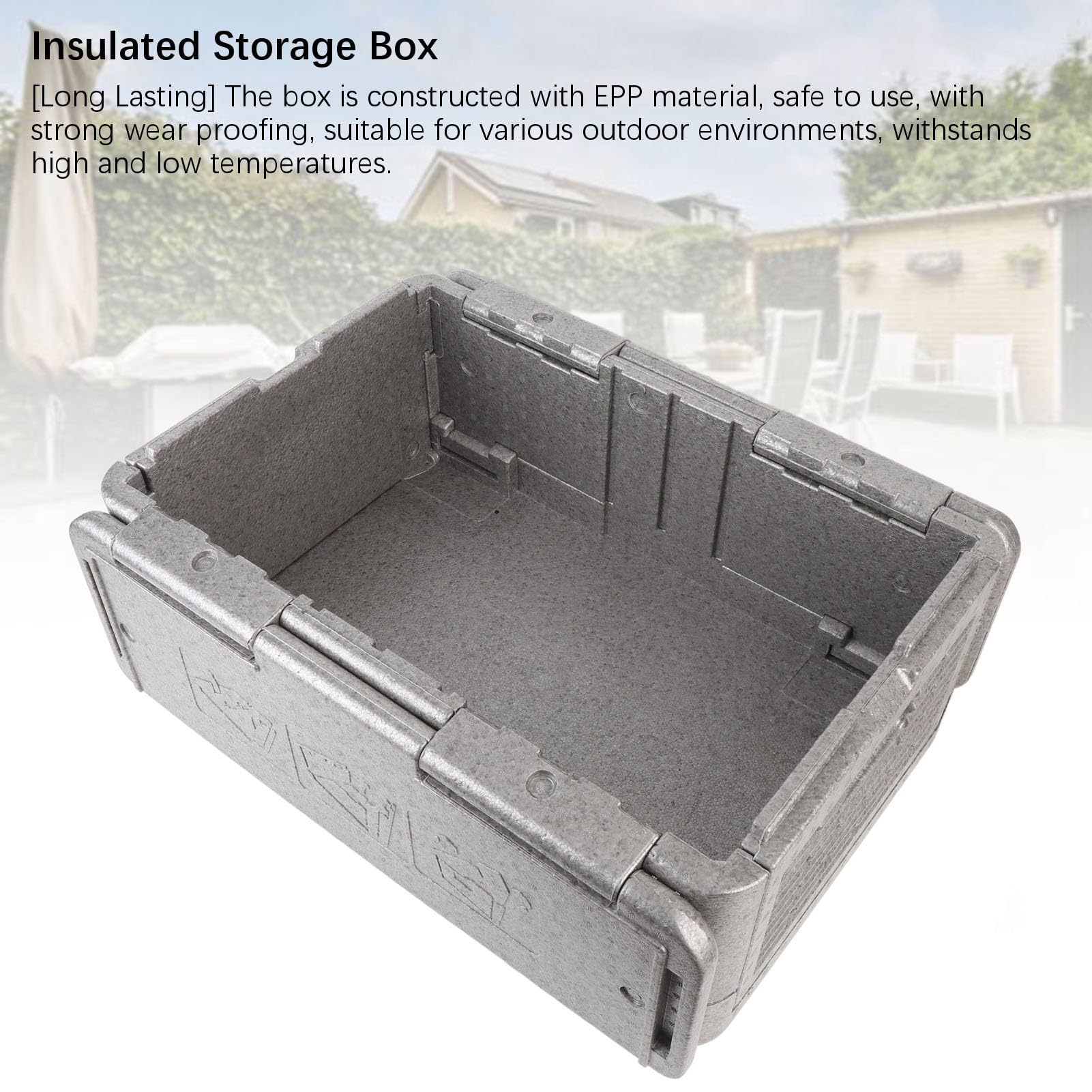 Ejoyous Epp Isolierte Lebensmittelbox mit Klappdeckel, 60L Großes (GRAY)