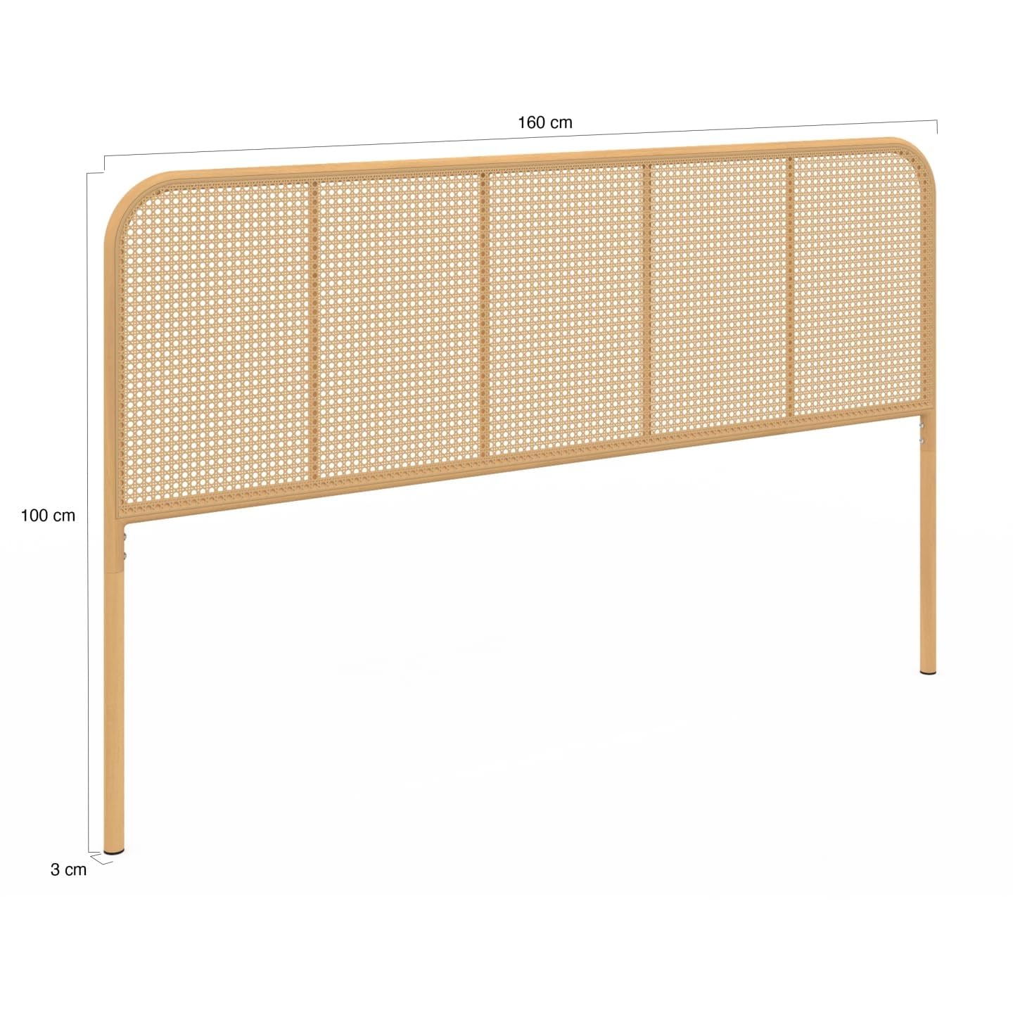 IDMarket – Cabecero de cama Flora con patas estilo mimbre 160 cm