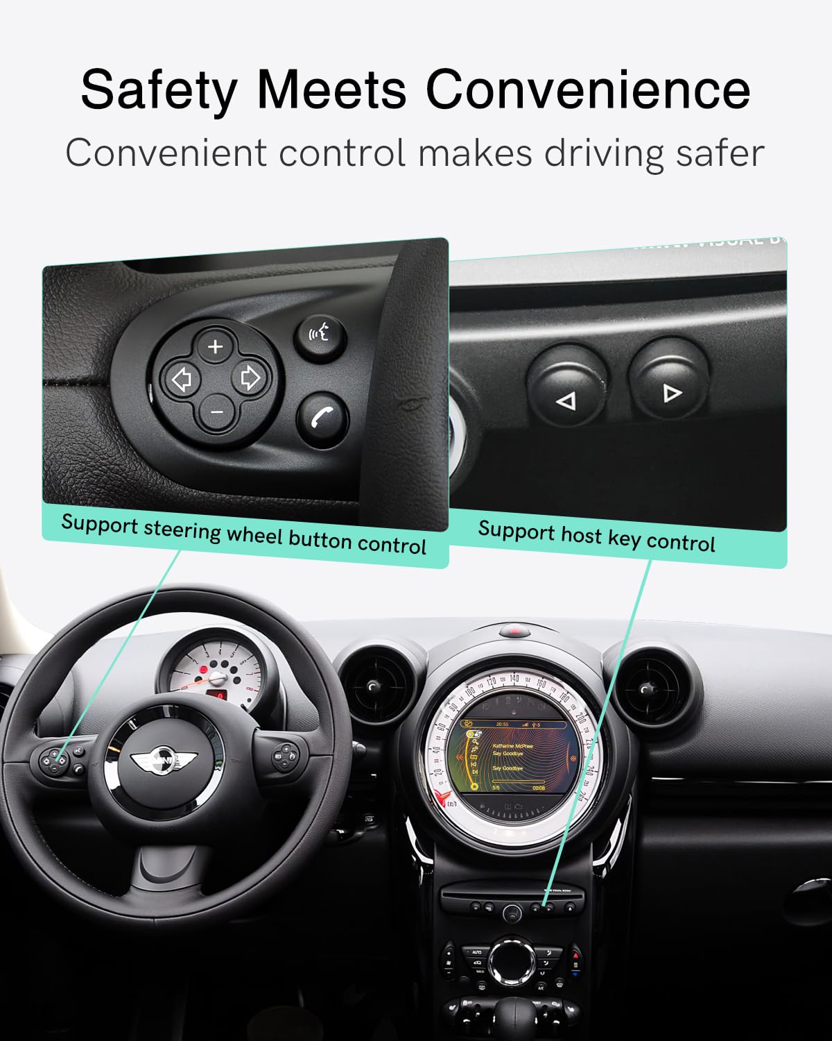 Adattatore Bluetooth per auto per BMW Mini CIC con Boost CD Sistema- Cavo USB e AUX Connettività, trasmettitore Bluetooth compatibile con iOS/Android