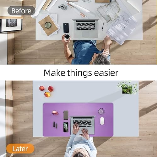 Miniatura 8 de Alfombrilla Ysagi de escritorio multifuncional ultra fina impermeable de cuero sintético doble uso para escribir para mouse oficina o hogar