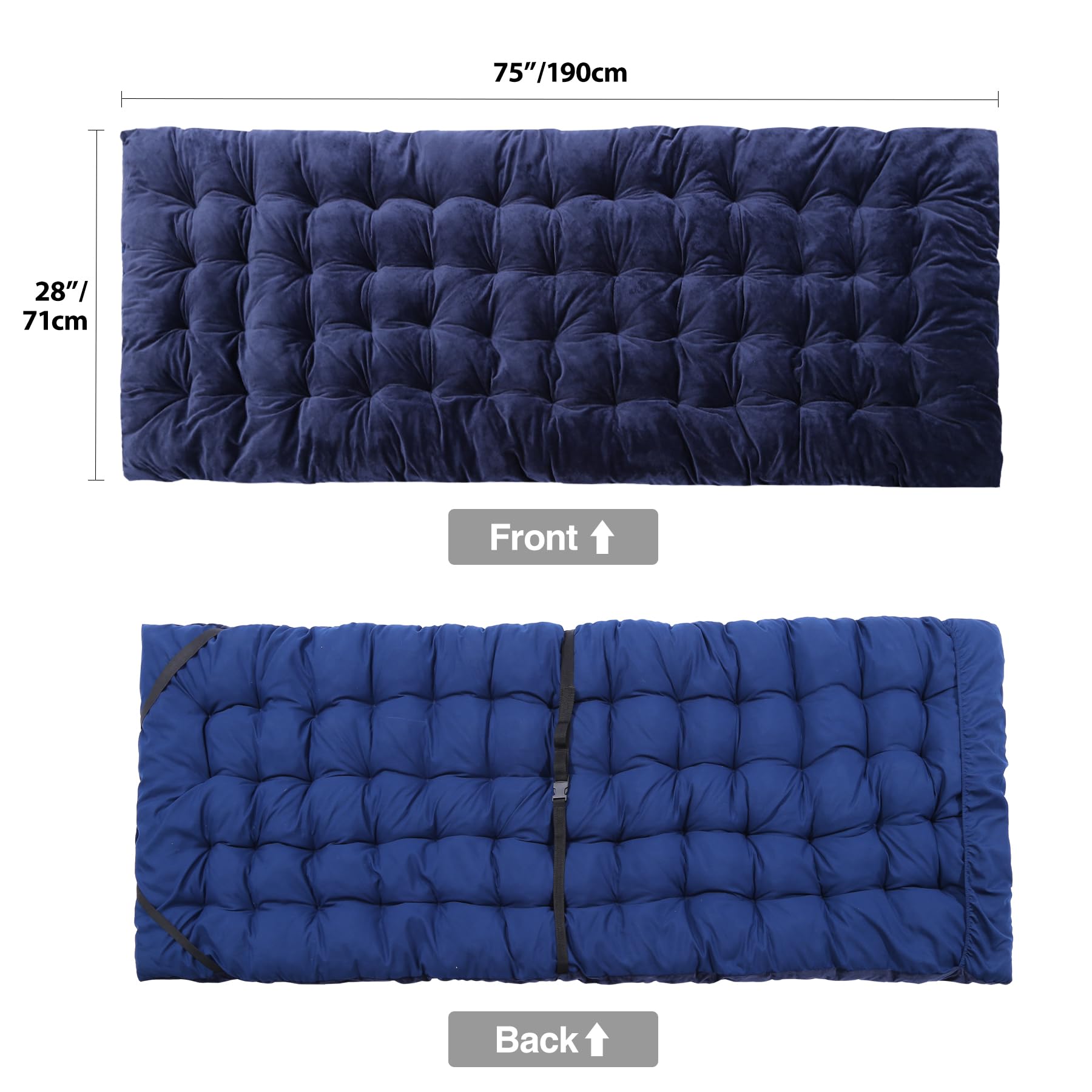 REDCAMP Extra Thick Folding Sleeping Cot Pads, Comfortable Soft Velvet Cotton Camping Cot Mattress Pad for Hiking, Backpacking, Blue 75