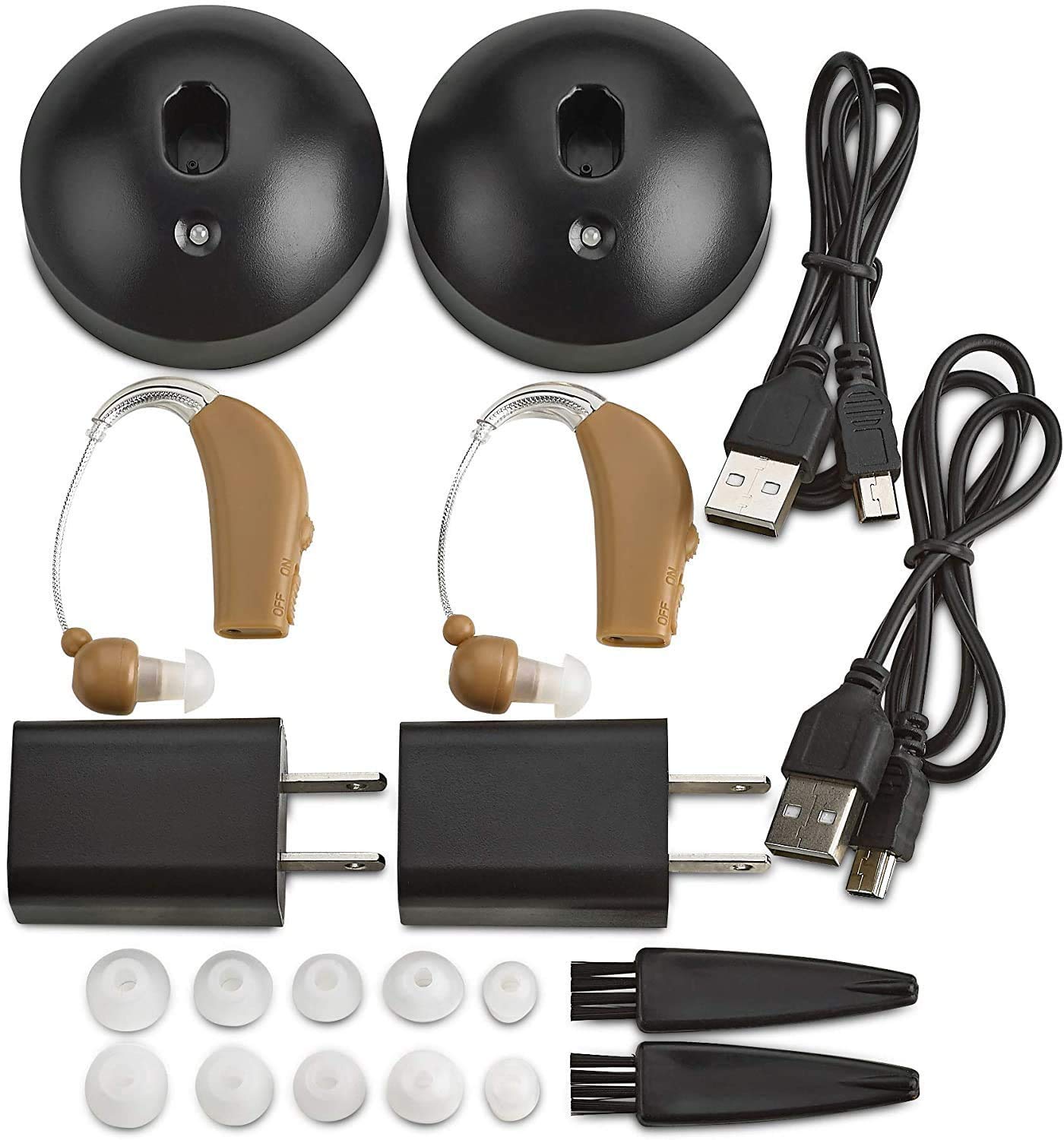 Digital Hearing Amplifier Set - Personal Sound Amplification Device, Rechargeable All-Day Battery Life Lightweight Behind the Ear BTE Sound and Voice Hearing Amplifiers for Adults and Seniors by MEDca : Health & Household