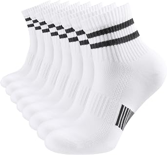 YOJOOM 8 Pairs Trainer Socks for Men Quarter Cotton Sports Socks for Men 9-12 6-9