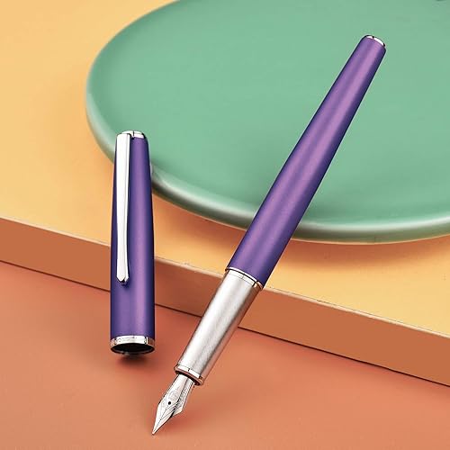 Vista 81 de HongDian 920 - Pluma estilográfica de metal negro, chapado en oro rosa, punta extrafina, pluma de escritura suave, bolígrafo clásico con convertidor