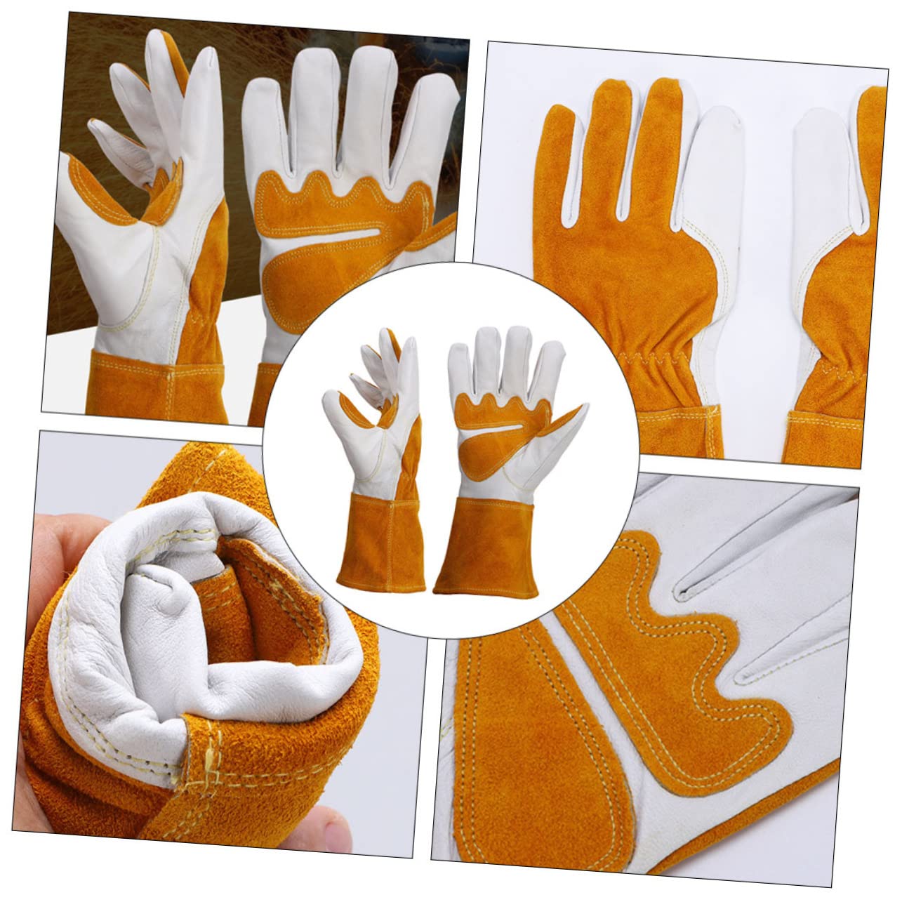 1 Paar Verstellbare Gartenhandschuhe Mit Handgelenksbandage Strapazierfähige Arbeitshandschuhe Aus Schaffell Lange Outdoor Handschuhe