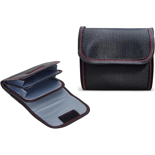 Professional Photography Filter Bag, 3-Pocket Camera Lens Filter Bag Entrainment, Waterproof And Dustproof Anti-Fall Design Suitable for 25mm-82m Filters, Pack of 2 (Red)