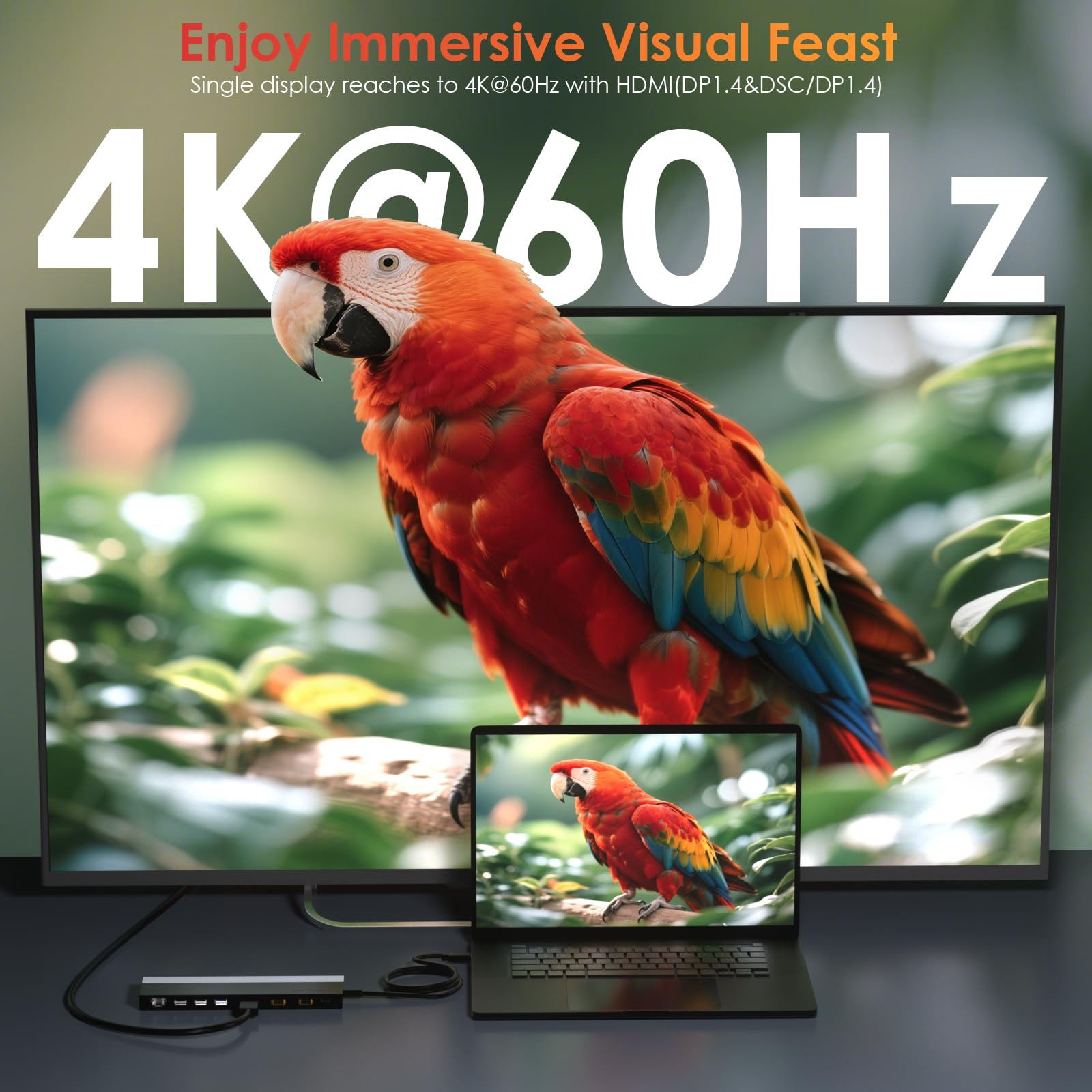 WAVLINK Stacja dokująca USB C, 3 monitory, stacja dokująca z podwójnym HDMI, DP, 100 W PD, USB 3.0 i 2.0, RJ45, gniazda SD/TF, audio/mikrofon, kompatybilna tylko z komputerami z systemem Windows